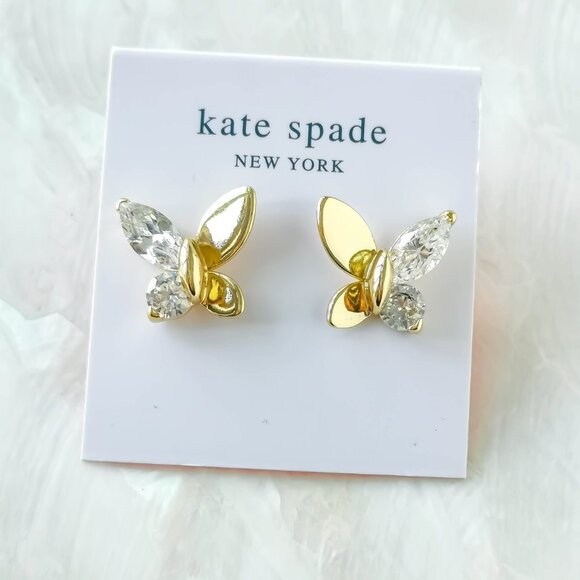 Kate Spade Jewelry - Kate Spade • Social Butterfly Gold Clear Stud Earrings